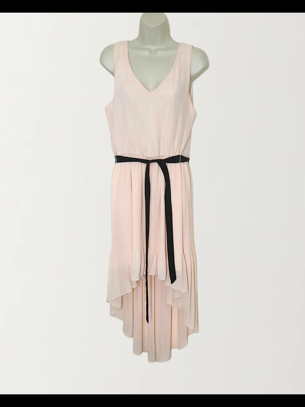 Lily Rose Womens Pink Sleeveless V-Neck High-Low Dress with Black Sash Size XL